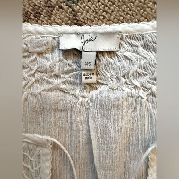 Joie white guazy tunic cover up with blue embroidery detail NWOT XS - Picture 4 of 13
